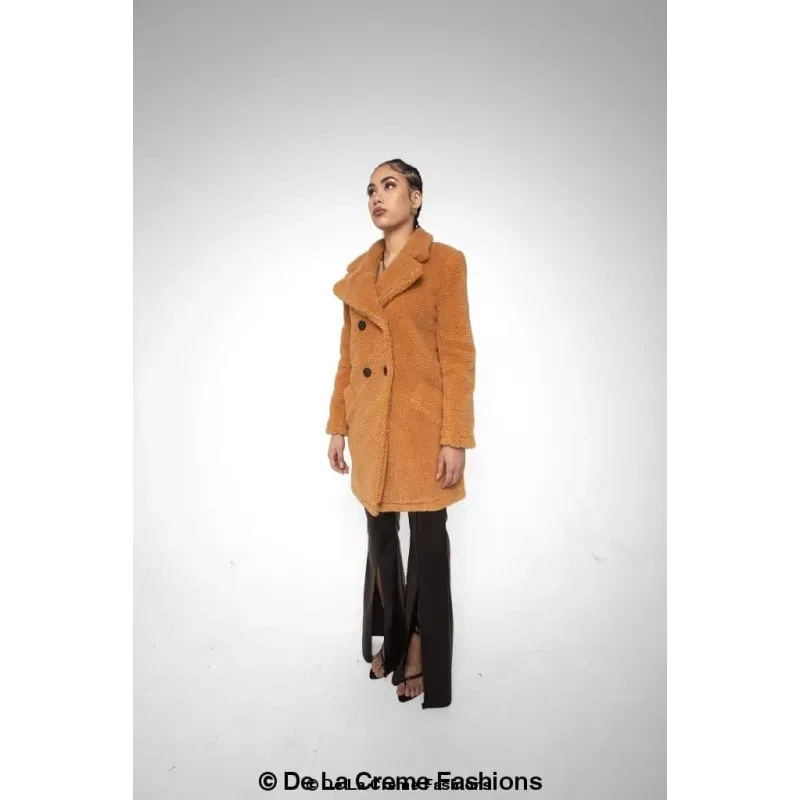 Janine Double Breasted Borg Teddy Coat