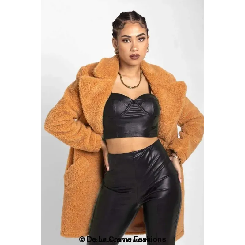 Janine Double Breasted Borg Teddy Coat