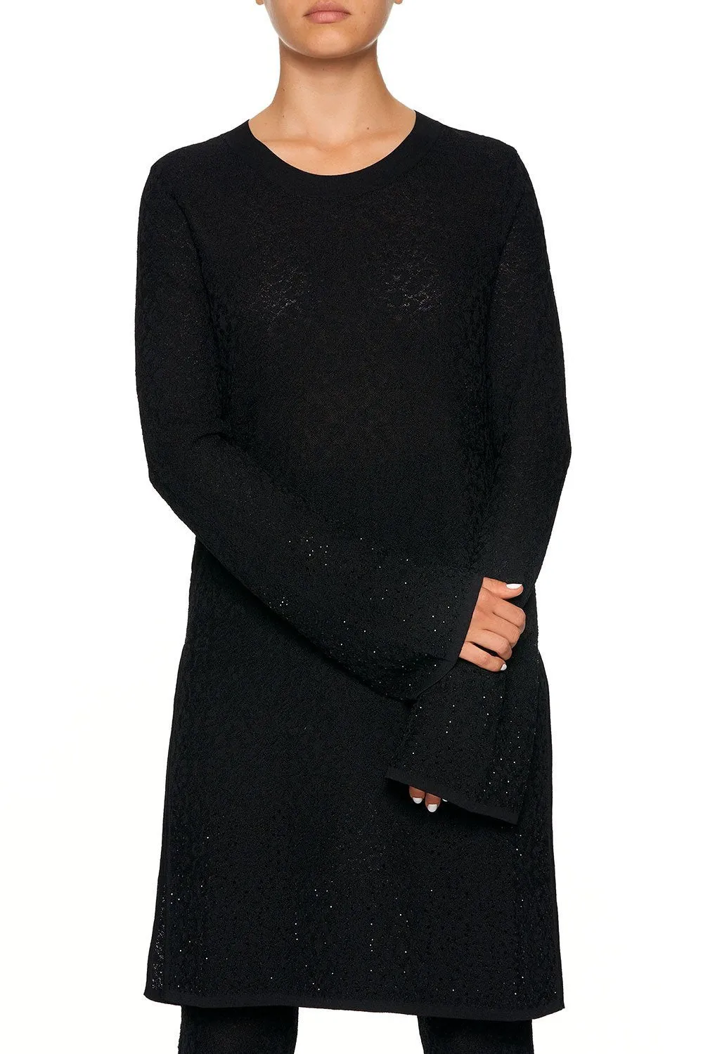 LACE KNIT TUNIC BLACK
