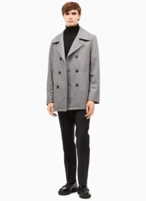 Mens Peacoat Peacoat For Men's Wool Light Grey Double Breasted Short Men's Peacoat