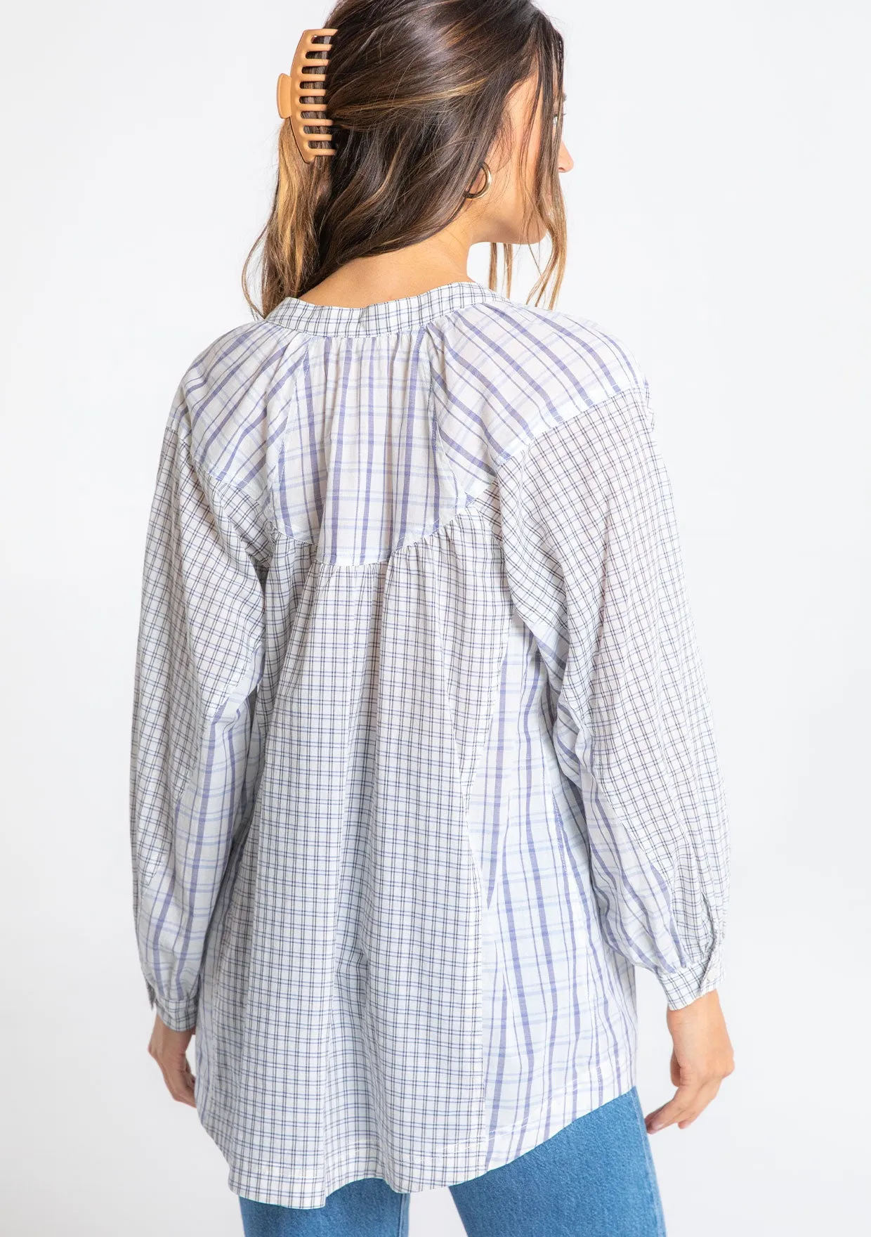 Multi Pattern Long Sleeve Button Front Tunic
