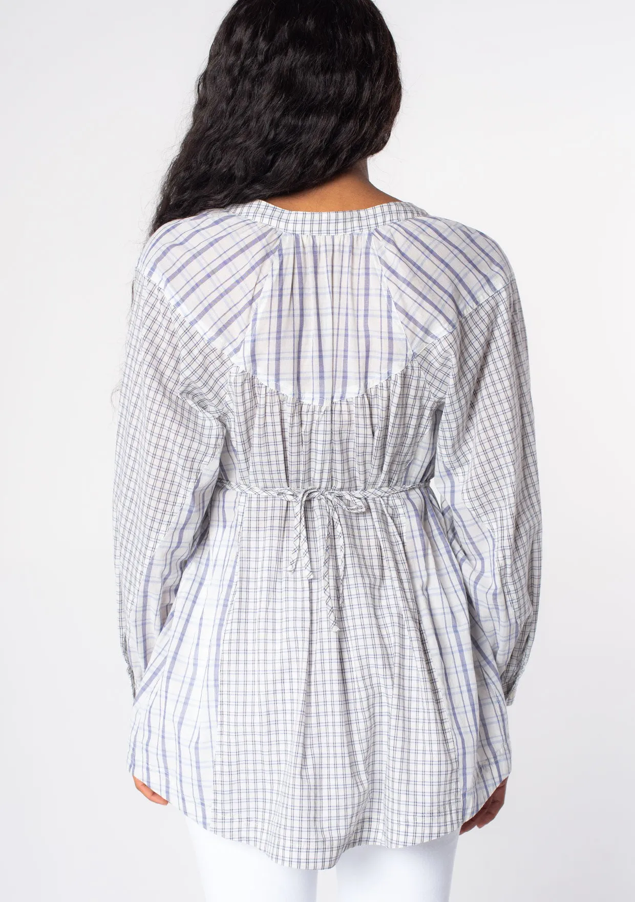 Multi Pattern Long Sleeve Button Front Tunic