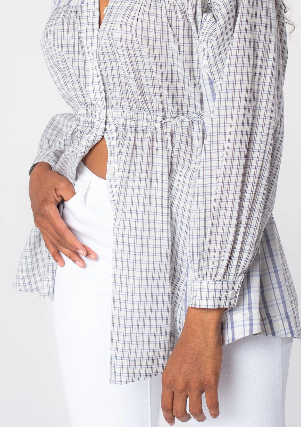 Multi Pattern Long Sleeve Button Front Tunic