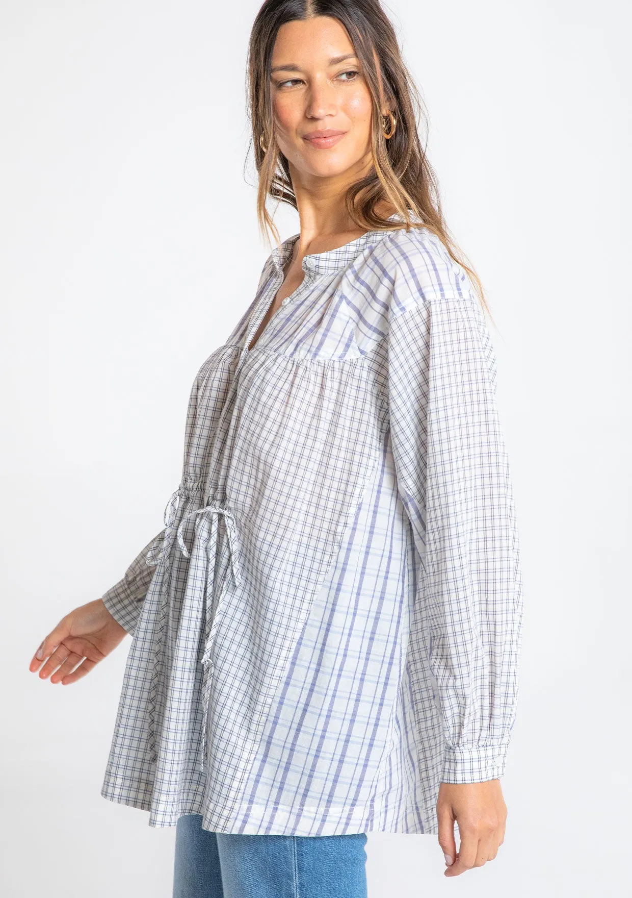 Multi Pattern Long Sleeve Button Front Tunic