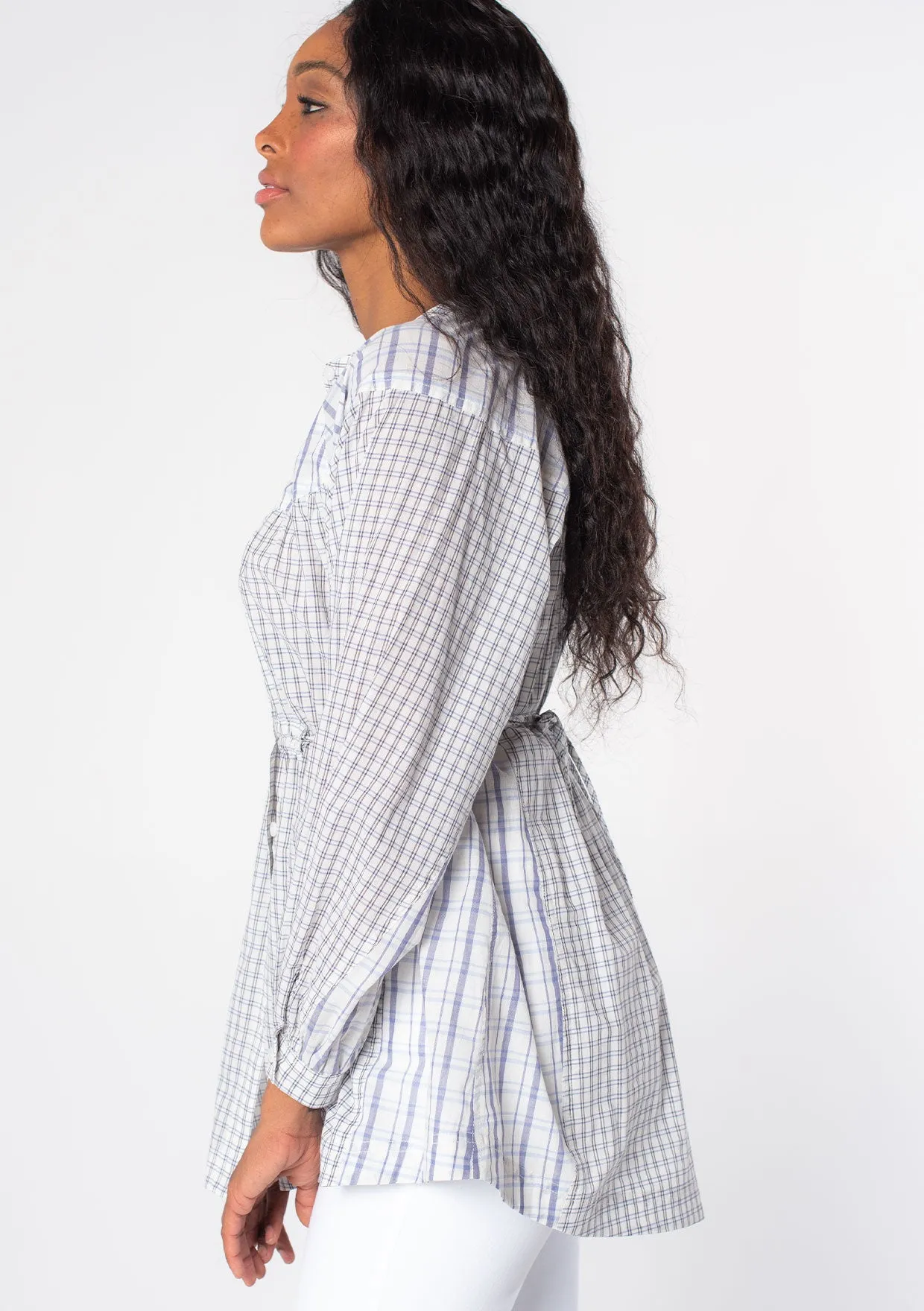 Multi Pattern Long Sleeve Button Front Tunic