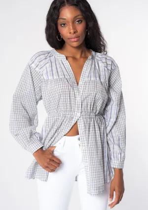 Multi Pattern Long Sleeve Button Front Tunic