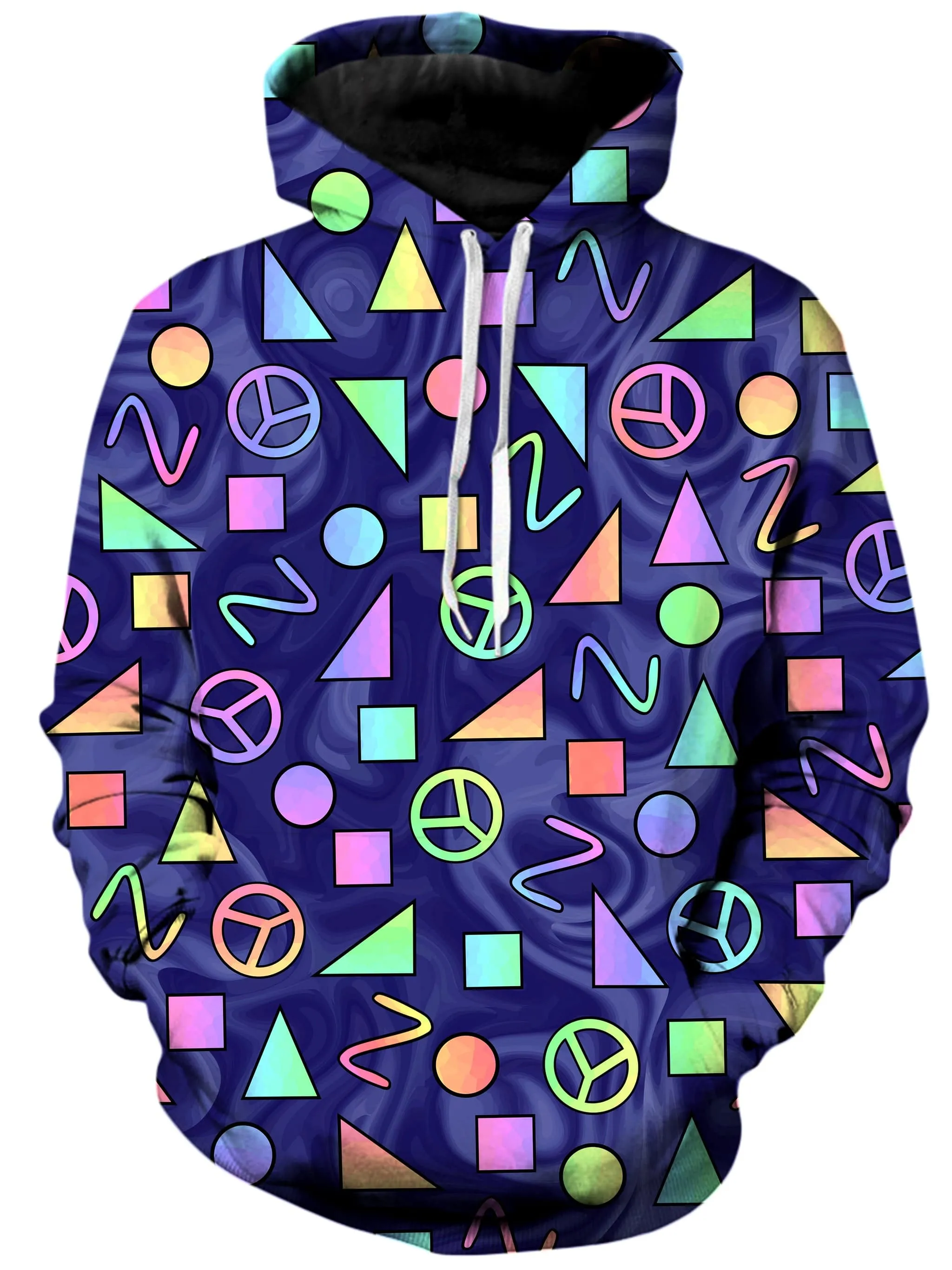 Retro Shapes Peace Symbols Blue Unisex Hoodie