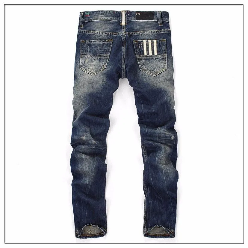 RYAN Straight Dark Blue Ripped Jeans