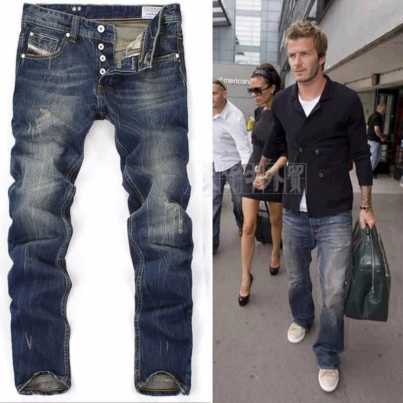 RYAN Straight Dark Blue Ripped Jeans