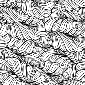Scallop Cotton Curtain Fabric - Black / White