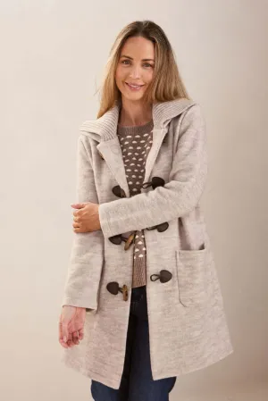See Saw Boiled Wool Duffle Coat in Natural