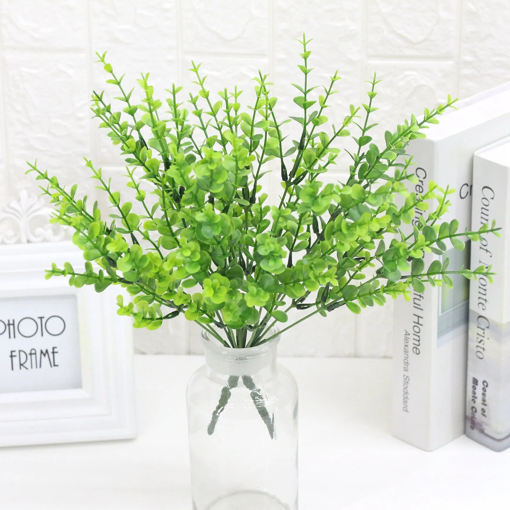 Small Eucalyptus Simulation Zamioculcas Leaves Plastic Handle Bunch of Aquatic Plants Plant Wall Accessories Home Decoration Plastic Leaves