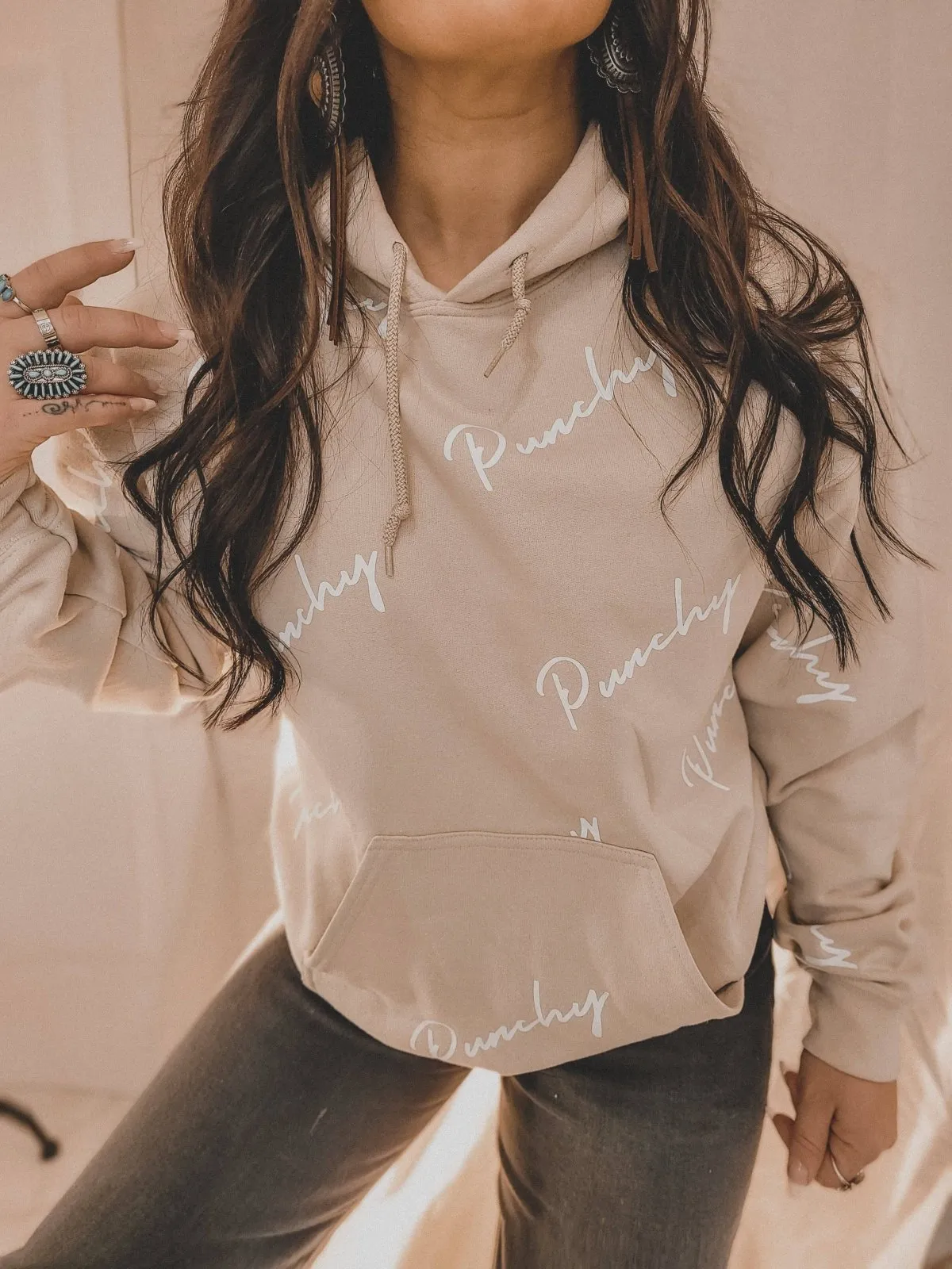 Tan Western Punchy Hoodie