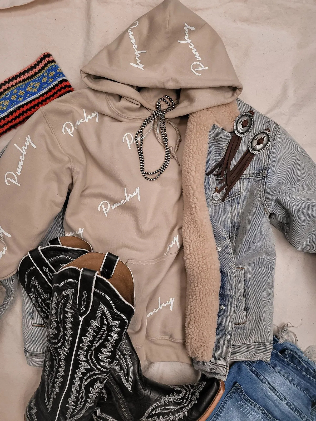 Tan Western Punchy Hoodie