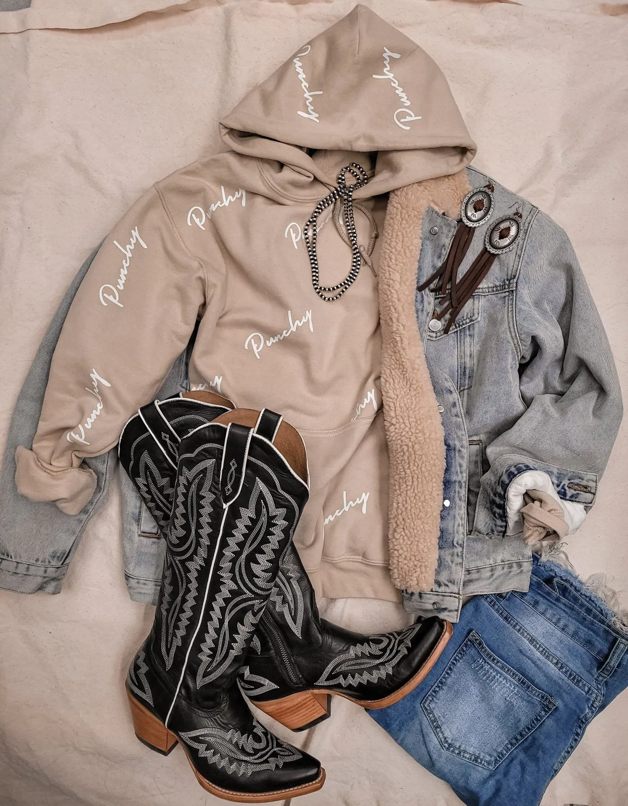 Tan Western Punchy Hoodie