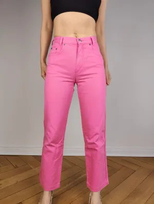 The United Colors of Benetton Pink Jeans Kids | Vintage Blue Family Jeans straight fit barbie denim pants trousers kids 12y women XXS