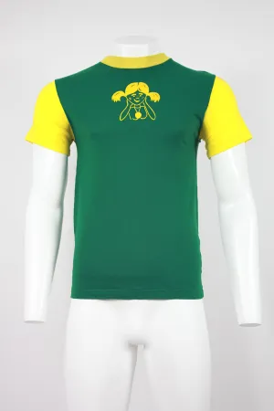 US Printed T-Shirt ' Peoples Bank' - Green/Yellow - S