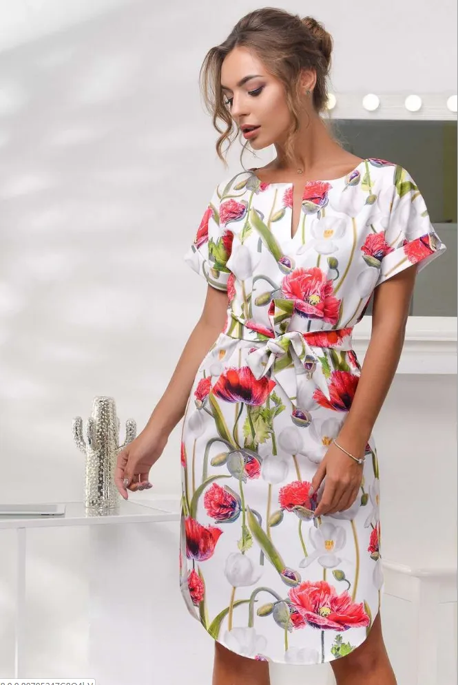 V-Neck Printed Dress