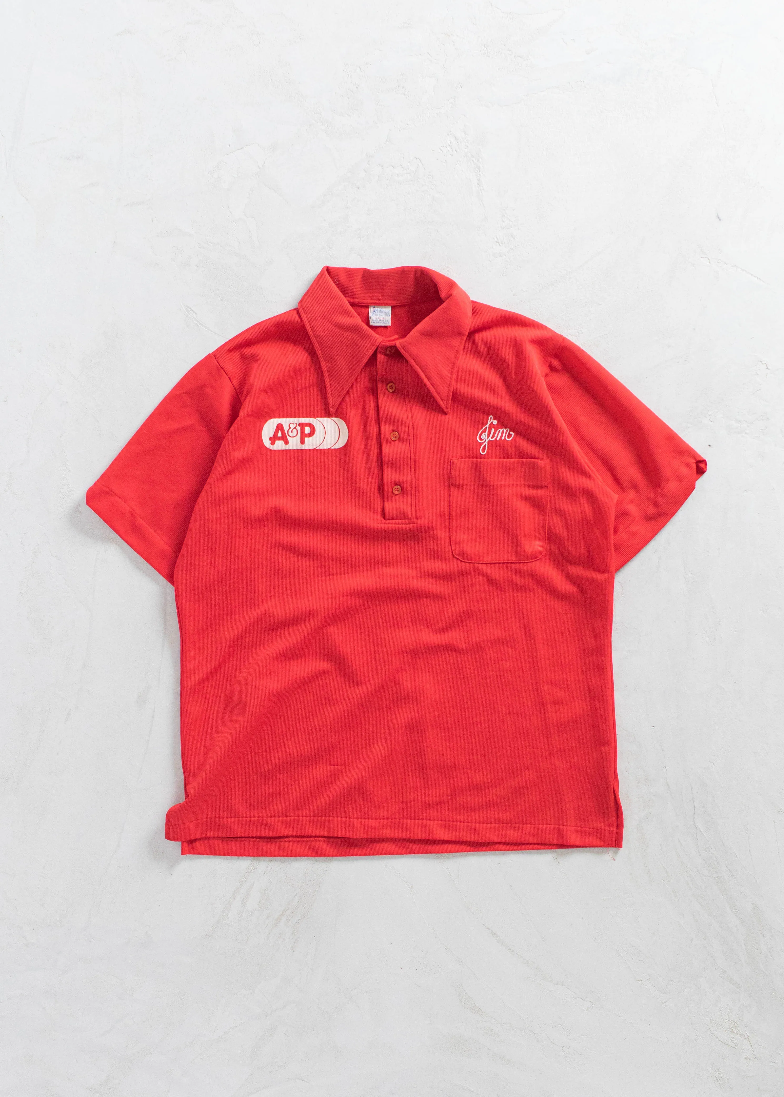 Vintage 1970s Hilton Chain Stitched "A&P" Bowling Shirt Size M/L
