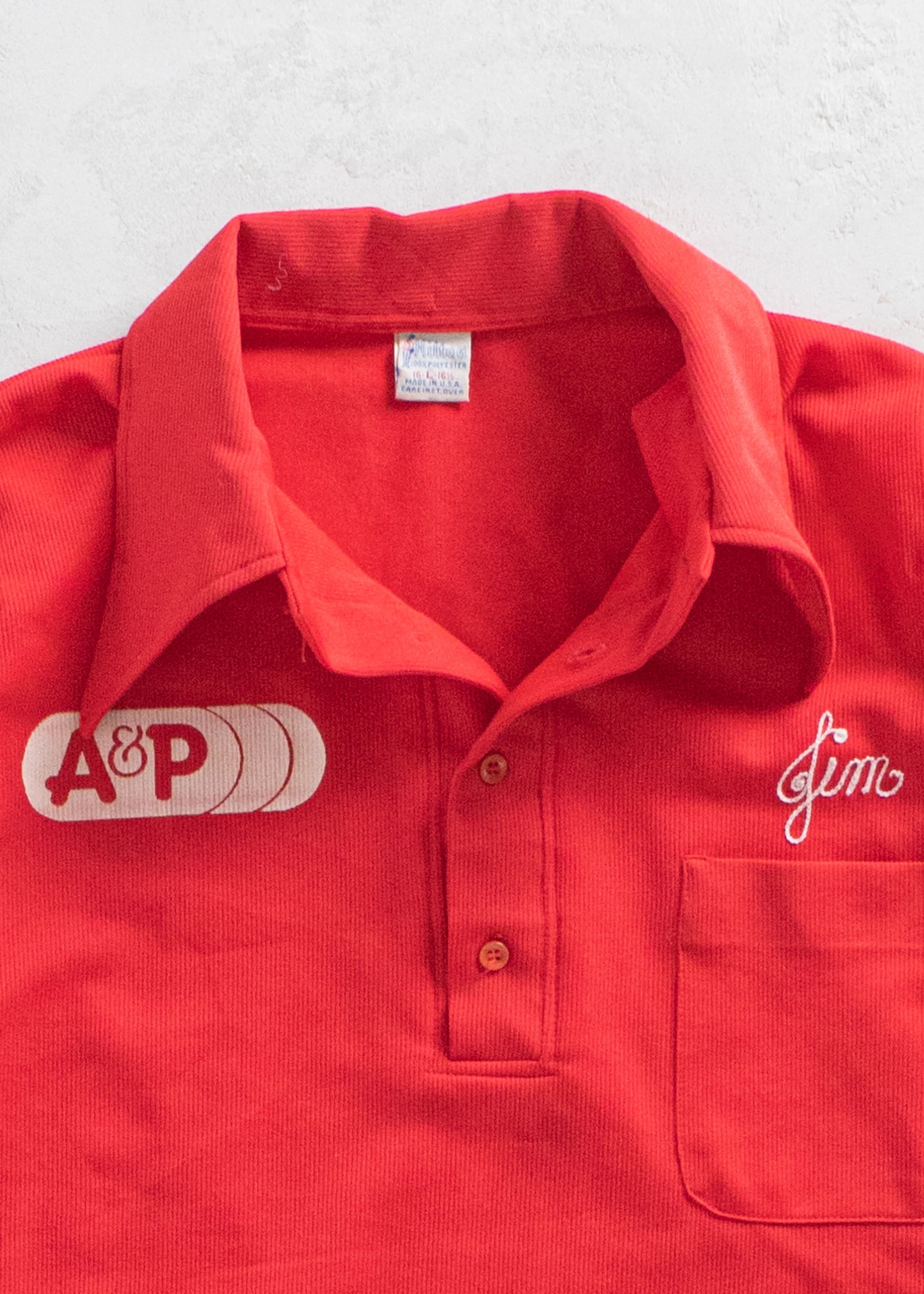 Vintage 1970s Hilton Chain Stitched "A&P" Bowling Shirt Size M/L