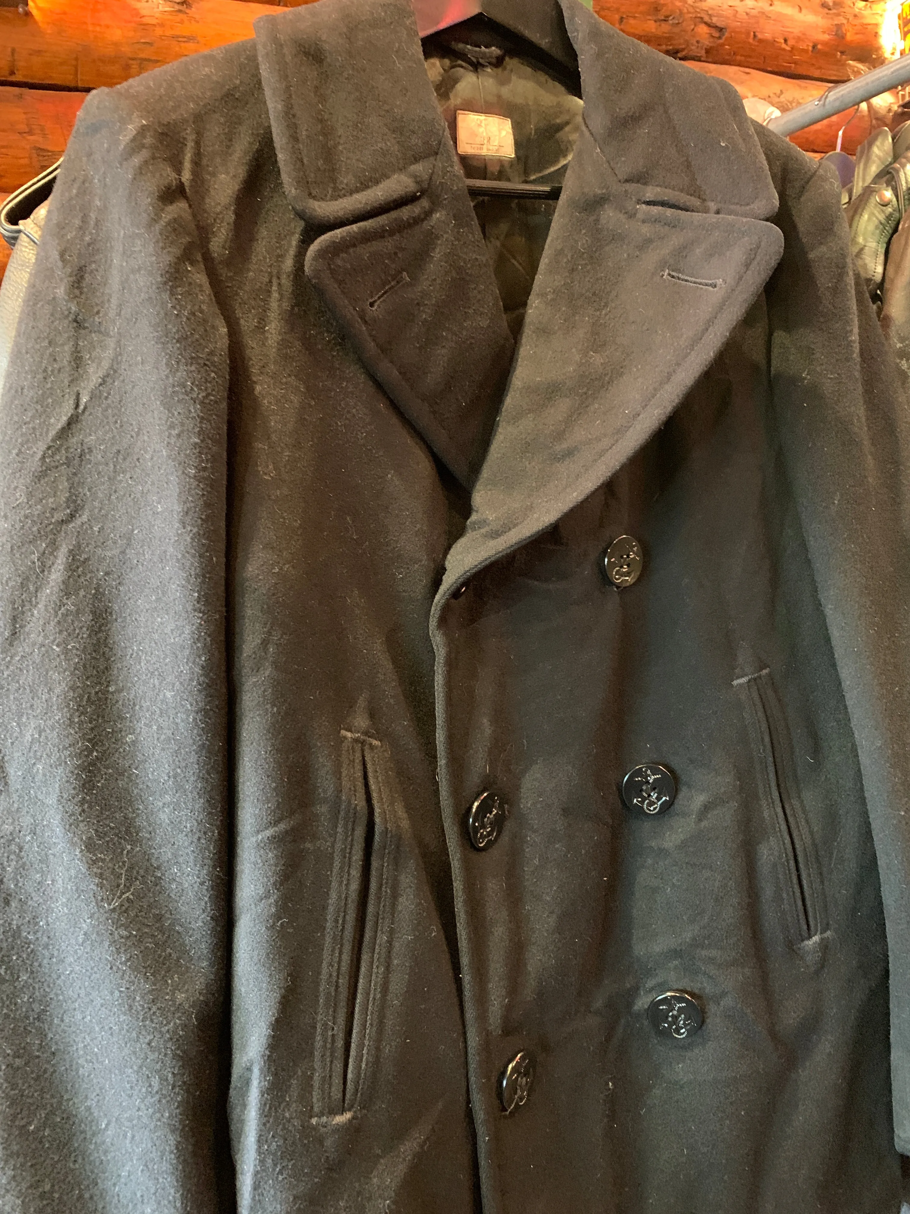 Vintage US Navy Wool Melton Peacoat 3 Large
