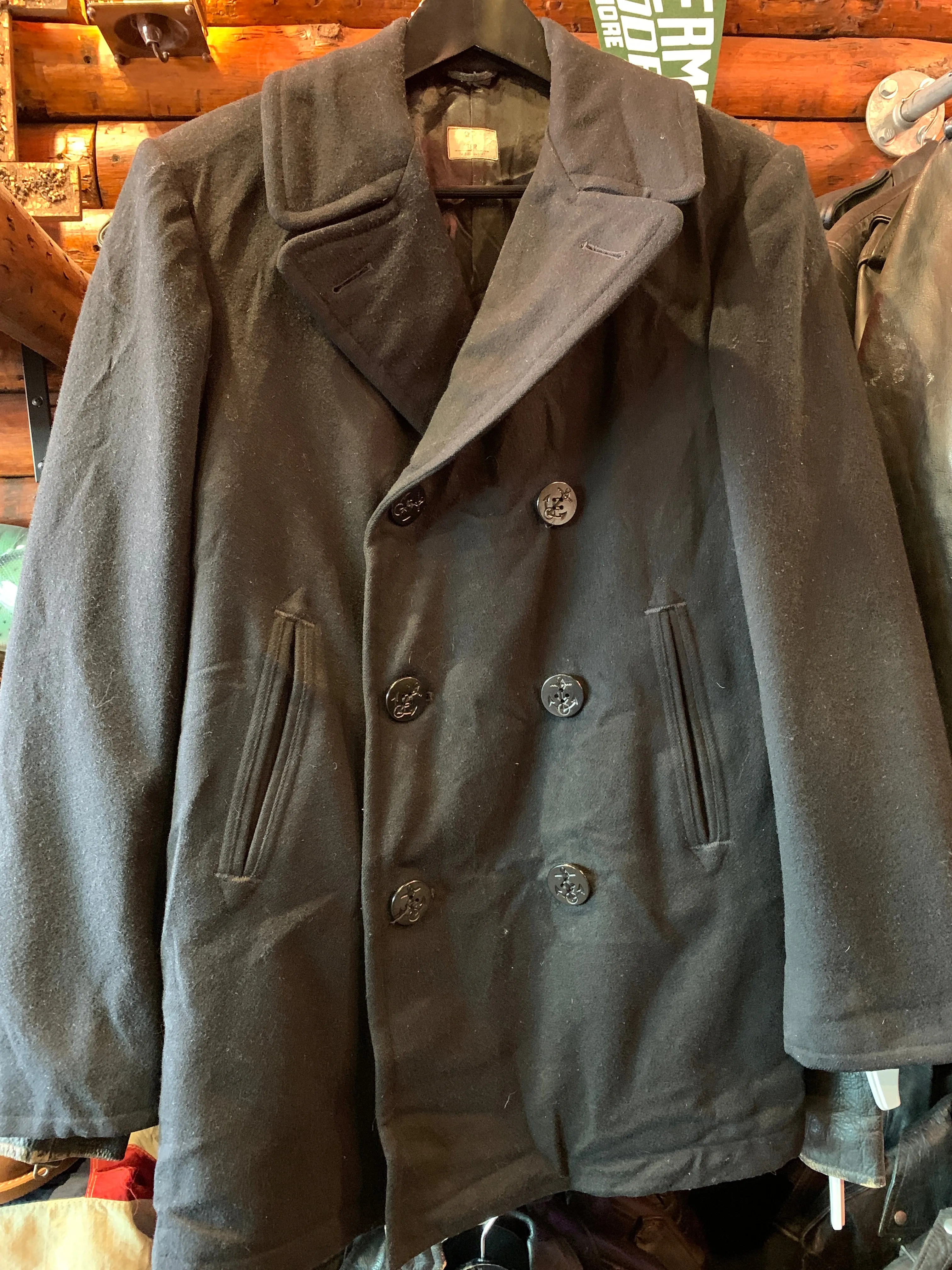 Vintage US Navy Wool Melton Peacoat 3 Large