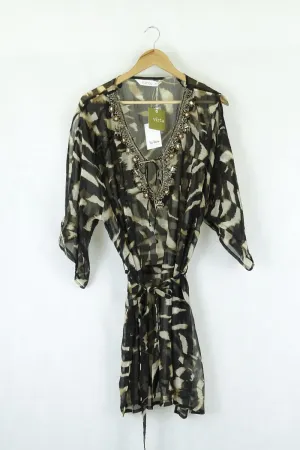 Virtu Animal Print Sheer Tunic Top 24