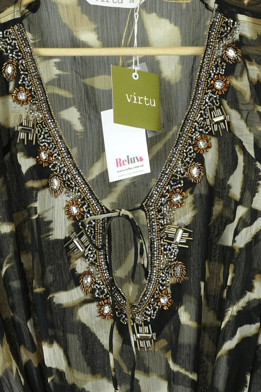 Virtu Animal Print Sheer Tunic Top 24