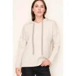 Willow - Contrast Hoodie Sweater - Oatmeal