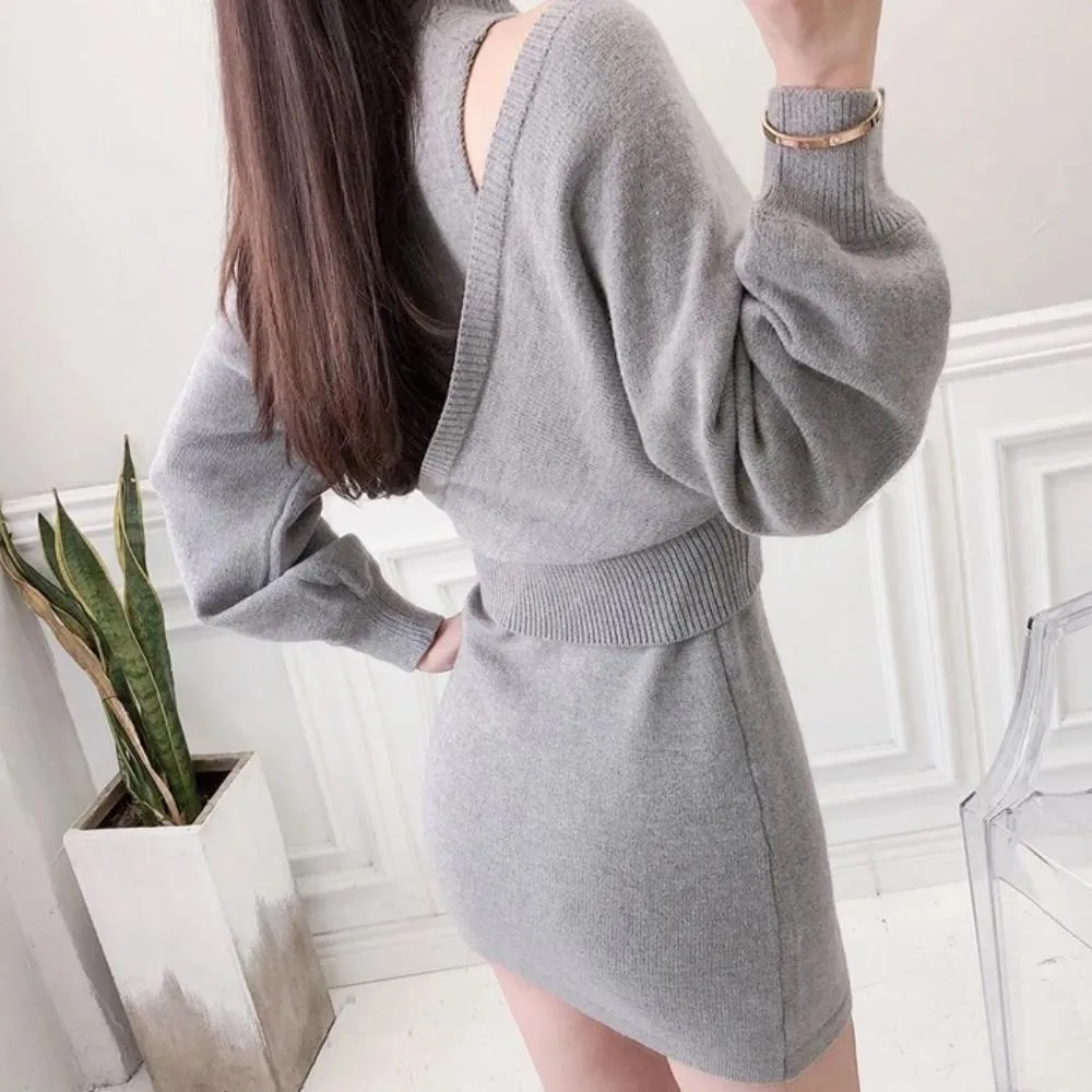 Women's Spring Casual Two-Piece Sheath Sweater Dress
