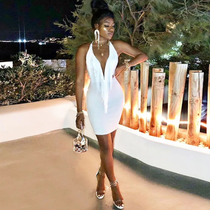 Women's Summer Backless Deep V-Neck Sequin Mini Dress