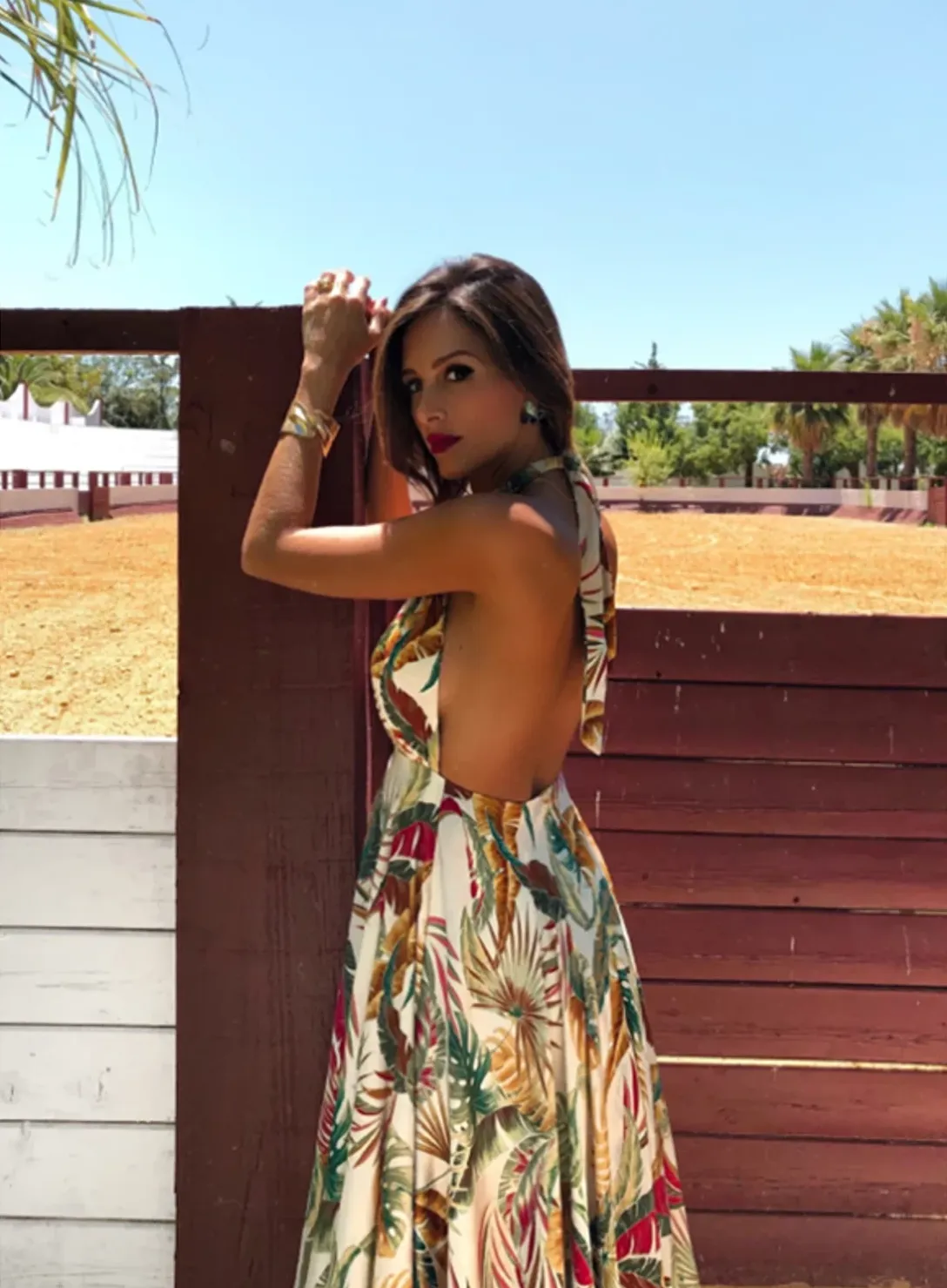 Women's Summer Casual Backless Long Dress With Floral Print