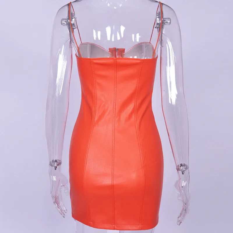 Women's Summer PU Leather Sheath V-Neck Mini Dress