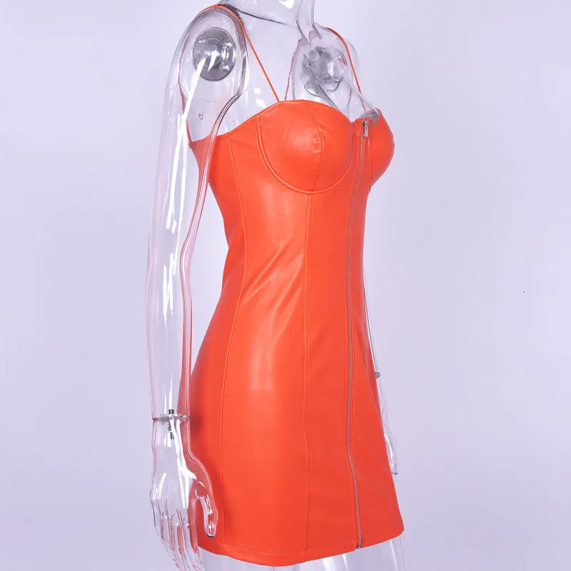 Women's Summer PU Leather Sheath V-Neck Mini Dress