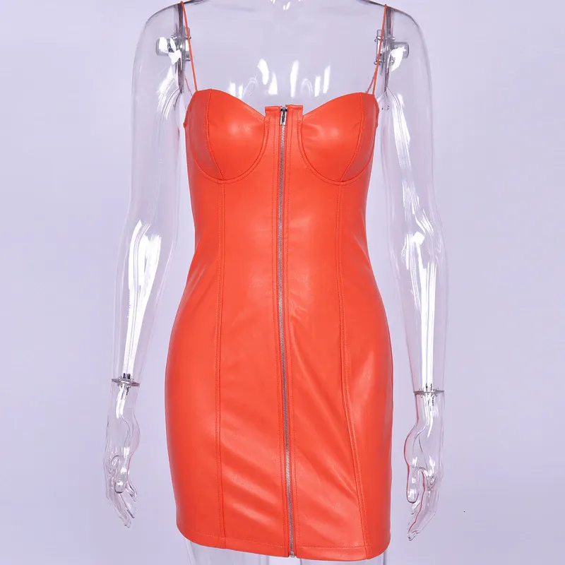 Women's Summer PU Leather Sheath V-Neck Mini Dress