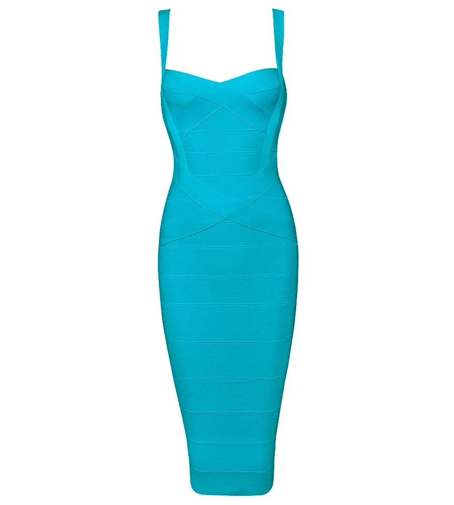 Women's Summer Sheath Midi V-Neck Sleeveless Dress
