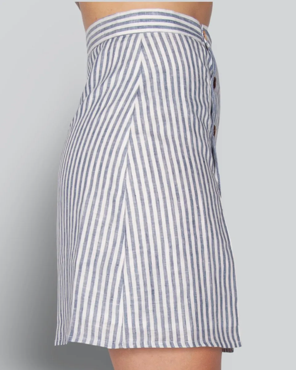 Yacht Master - Italian Stripe Linen Mini Skirt - Mr. Linen Co