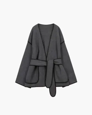 Ysolde – Vintage-inspired style – Belted grey coat